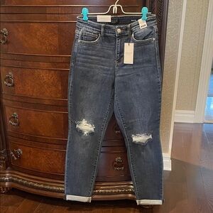 Judy Blue High Rise Dark Wash Distressed Jeans